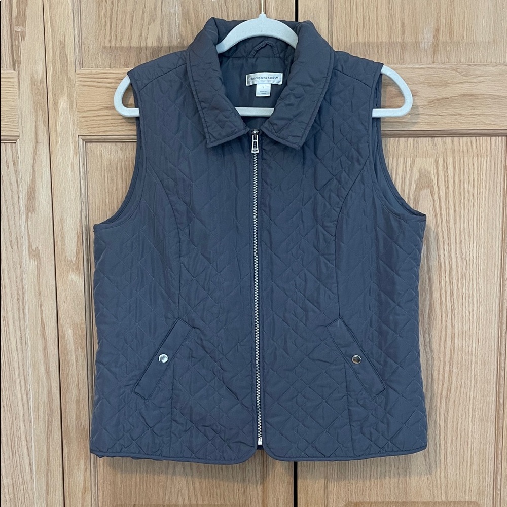Christopher & Banks Dark Gray Quilted Vest